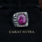 RARE PRINCE by CARAT SUTRA | Unique Designed Turkish Style Heavy Ring with Natural Red Ruby | 22kt Gold Micron Plated 925 Sterling Silver Oxidized Ring | Men's Jewelry | With Certificate of Authenticity and 925 Hallmark