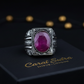 RARE PRINCE by CARAT SUTRA | Unique Designed Turkish Style Heavy Ring with Natural Red Ruby | 22kt Gold Micron Plated 925 Sterling Silver Oxidized Ring | Men's Jewelry | With Certificate of Authenticity and 925 Hallmark - caratsutra