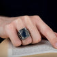 RARE PRINCE by CARAT SUTRA | Unique Turkish Style Ring with S Blue Sapphire, Oxidized Sterling Silver 925 Ring | Jewellery for Men| With Certificate of Authenticity and 925 Hallmark
