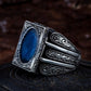 RARE PRINCE by CARAT SUTRA | Unique Turkish Style Ring with S Blue Sapphire, Oxidized Sterling Silver 925 Ring | Jewellery for Men| With Certificate of Authenticity and 925 Hallmark
