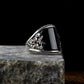 RARE PRINCE by CARAT SUTRA | Unique Designed Turkish Style Curved Ring with Natural Black Onyx | 925 Sterling Silver Ring | Men's Jewelry | With Certificate of Authenticity and 925 Hallmark