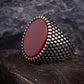 RARE PRINCE by CARAT SUTRA | Unique Turkish Style Ring with Natural Red Agate  | 925 Sterling Silver Oxidized Ring | Men's Jewelry | With Certificate of Authenticity and 925 Hallmark