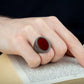 RARE PRINCE by CARAT SUTRA | Unique Turkish Style Ring with Natural Red Agate  | 925 Sterling Silver Oxidized Ring | Men's Jewelry | With Certificate of Authenticity and 925 Hallmark