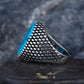 RARE PRINCE by CARAT SUTRA | Unique Designed Turkish Style Ring with Natural Irani Turquoise (Firoza) | 925 Sterling Silver Oxidized Ring | Men's Jewelry | With Certificate of Authenticity and 925 Hallmark