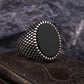 RARE PRINCE by CARAT SUTRA | Classic Signet Ring with Natural Black Onyx | 925 Sterling Silver Ring | Men's Jewelry | With Certificate of Authenticity and 925 Hallmark