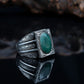 RARE PRINCE by CARAT SUTRA | Unique Designed Turkish Style Ring with Emerald | 925 Sterling Silver Oxidized Ring | Men's Jewelry | With Certificate of Authenticity and 925 Hallmark