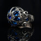 RARE PRINCE by CARAT SUTRA | Unique Turkish Style Ring with Victorian Blue Zircon | 925 Sterling Silver Oxidized Ring | Men's Jewelry | With Certificate of Authenticity and 925 Hallmark