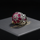 RARE PRINCE by CARAT SUTRA | Unique Designed Ring with Natural Victorian Ruby Dome| 925 Sterling Silver Oxidized Ring | Men's Jewelry | With Certificate of Authenticity and 925 Hallmark - caratsutra