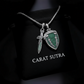 RARE PRINCE by CARAT SUTRA | Unique Designed Sword & Shield Silver Pendant With Green Zirconia Stone for Men | 925 Sterling Silver Oxidized Pendant | Men's Jewelry | With Certificate of Authenticity and 925 Hallmark