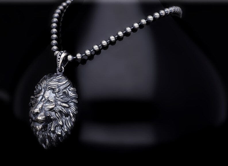 RARE PRINCE by CARAT SUTRA | Unique Designed Lion Pendant for Men | 925 Sterling Silver Oxidized Pendant | Men's Jewelry | With Certificate of Authenticity and 925 Hallmark