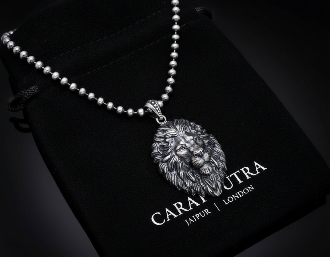 Unique Designed Lion Pendant for Men | 925 Sterling Silver Oxidized Pendant | Men's Jewelry | With Certificate of Authenticity and 925 Hallmark - caratsutra