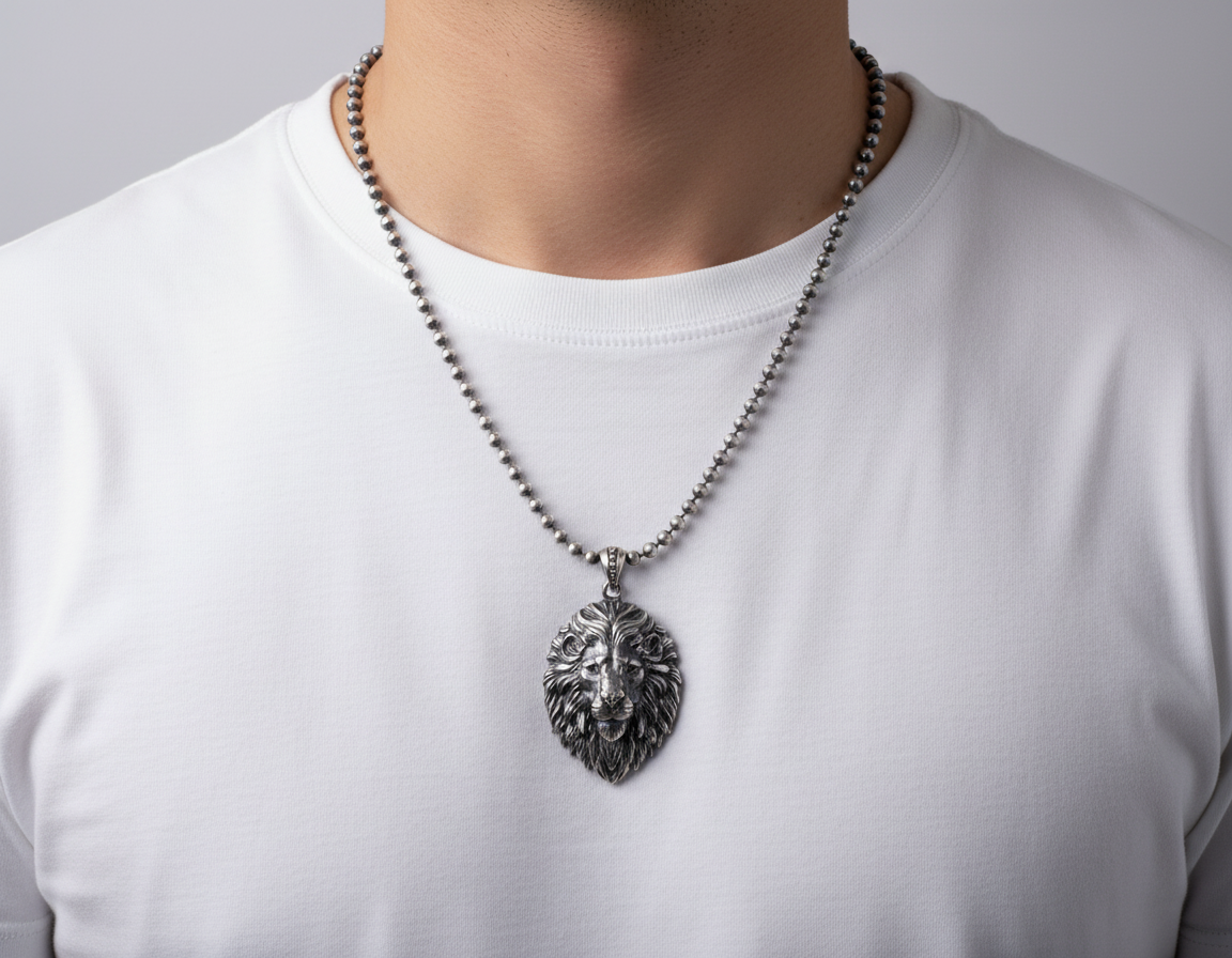 Unique Designed Lion Pendant for Men | 925 Sterling Silver Oxidized Pendant | Men's Jewelry | With Certificate of Authenticity and 925 Hallmark - caratsutra