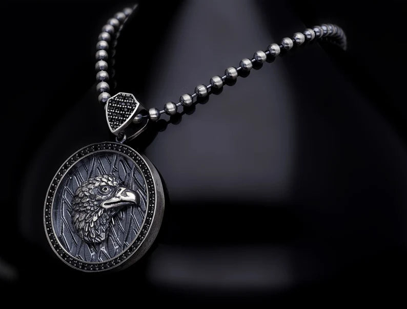 RARE PRINCE by CARAT SUTRA | Unique Designed Eagle Pendant for Men | 925 Sterling Silver Oxidized Eagle Pendant | Men's Jewelry | With Certificate of Authenticity and 925 Hallmark