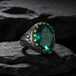 Unique Designed Turkish Style Ring with Natural Emerald | 925 Sterling Silver Oxidized Ring - caratsutra