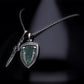 RARE PRINCE by CARAT SUTRA | Unique Designed Sword & Shield Silver Pendant With Green Zirconia Stone for Men | 925 Sterling Silver Oxidized Pendant | Men's Jewelry | With Certificate of Authenticity and 925 Hallmark