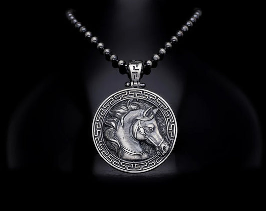 RARE PRINCE by CARAT SUTRA | Unique Designed Horse Pendant for Men | 925 Sterling Silver Oxidized Pendant | Men's Jewelry | With Certificate of Authenticity and 925 Hallmark
