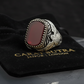 RARE PRINCE by CARAT SUTRA | Unique Turkish Style Ring with Natural Red Agate  | 925 Sterling Silver Oxidized Ring | Men's Jewelry | With Certificate of Authenticity and 925 Hallmark