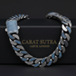 RARE PRINCE by CARAT SUTRA | 14mm Unique  Blue Iced Cuban Link Bracelet for Men | Dark Oxidized 925 Silver Bracelet | Men's Jewelry | With Certificate of Authenticity and 925 Hallmark - caratsutra