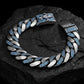 16mm wide, Unique Fleur-De-Lis Blue Iced Cuban Link Bracelet for Men | Dark Oxidized 925 Silver Bracelet | With Certificate of Authenticity and 925 Hallmark