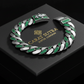 16mm wide, Unique Fleur-De-Lis natural emerald Iced Cuban Link Bracelet for Men | Dark Oxidized 925 Silver Bracelet | With Certificate of Authenticity and 925 Hallmark (Copy) - caratsutra