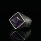 RARE PRINCE by CARAT SUTRA | Unique Versace Designed Turkish Style Ring with Purple Amethyst , 925 Sterling Silver Oxidized Ring | Men's Jewelry | With Certificate of Authenticity and 925 Hallmark