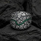 RARE PRINCE by CARAT SUTRA | Unique Designed Turkish Style Ring with Emerald Stone | 925 Sterling Silver Oxidized Ring | Men's Jewelry | With Certificate of Authenticity and 925 Hallmark