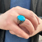 RARE PRINCE by CARAT SUTRA | Unique Designed Turkish Style Ring with Natural Irani Turquoise (Firoza) | 925 Sterling Silver Oxidized Ring | Men's Jewelry | With Certificate of Authenticity and 925 Hallmark