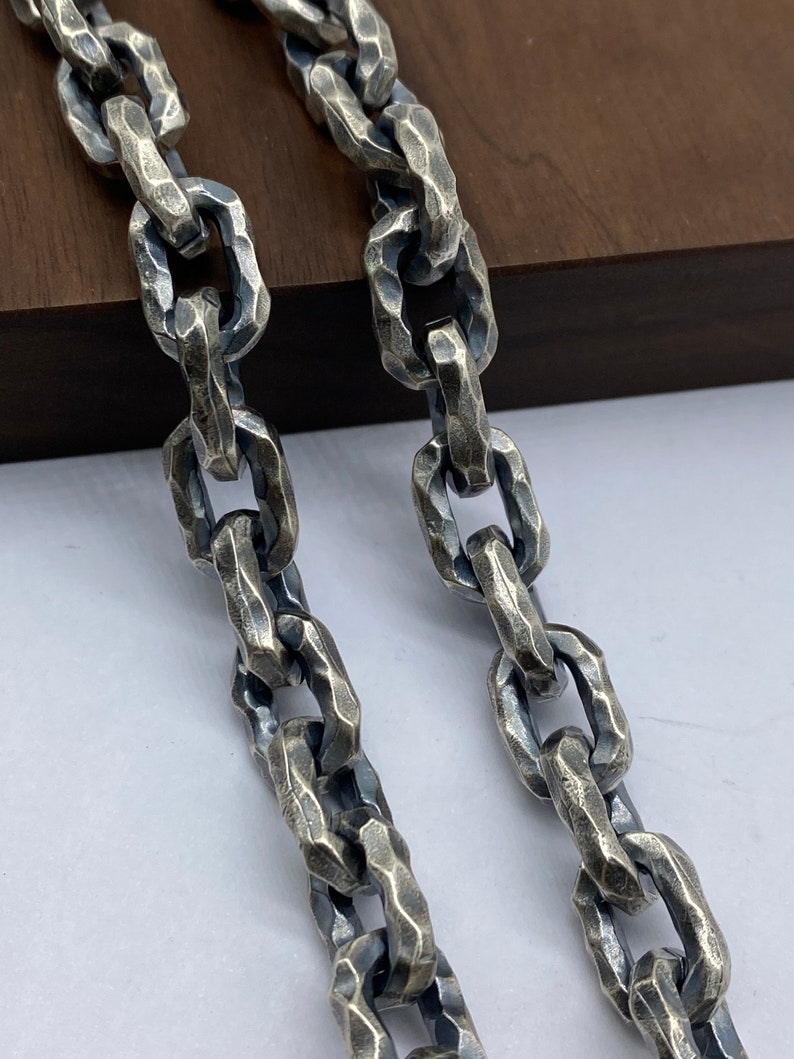 RARE PRINCE by CARAT SUTRA | 10mm Unique Fist Chain with Vintage Oxidized finish | 925 Sterling Silver | Men's Jewelry | With Certificate of Authenticity and 925 Hallmark