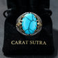 RARE PRINCE by CARAT SUTRA | Unique Designed Turkish Style Ring with Natural Irani Turquoise (Firoza) | 925 Sterling Silver Oxidized Ring | Men's Jewelry | With Certificate of Authenticity and 925 Hallmark