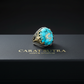 RARE PRINCE by CARAT SUTRA | Unique Designed Turkish Style Ring with Natural Irani Turquoise (Firoza) | 925 Sterling Silver Oxidized Ring | Men's Jewelry | With Certificate of Authenticity and 925 Hallmark - caratsutra