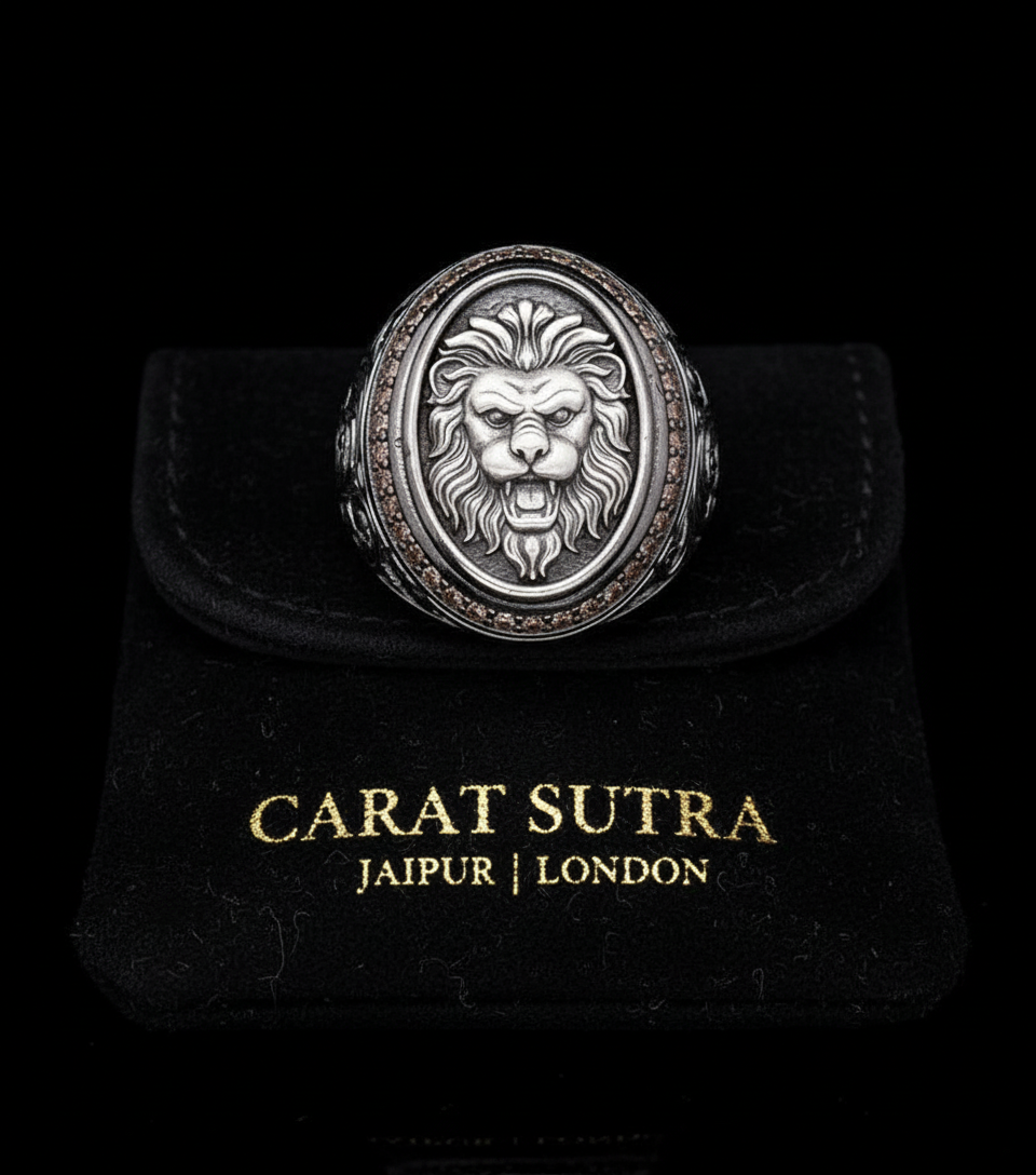 RARE PRINCE by CARAT SUTRA | Unique Designed Lion Ring | 925 Sterling Silver Oxidized Ring | Men's Jewelry | With Certificate of Authenticity and 925 Hallmark - caratsutra