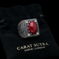 RARE PRINCE by CARAT SUTRA | Unique Designed Turkish Style Heavy Ring with Natural Red Coral | 925 Sterling Silver Oxidized Ring | Men's Jewelry | With Certificate of Authenticity and 925 Hallmark