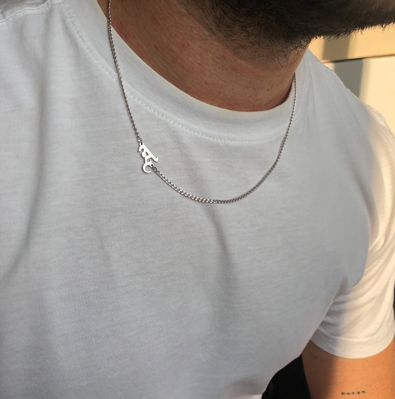 RARE PRINCE by CARAT SUTRA | Minimalist Solid 4mm Miami Cuban Link Chain with Custom Name Initial (Rhodium Plated) | 925 Sterling Silver Chain | Men's Jewelry | With Certificate of Authenticity and 925 Hallmark