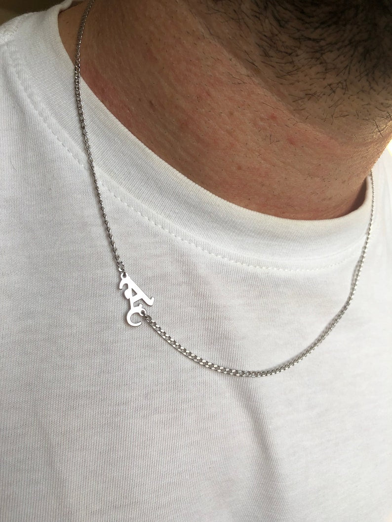 RARE PRINCE by CARAT SUTRA | Minimalist Solid 4mm Miami Cuban Link Chain with Custom Name Initial (Rhodium Plated) | 925 Sterling Silver Chain | Men's Jewelry | With Certificate of Authenticity and 925 Hallmark