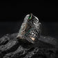 RARE PRINCE by CARAT SUTRA | Unique Turkish Emperor's Style Signet Thumb Ring studded with Emeralds | 925 Sterling Silver Oxidized Ring | Men's Jewelry | With Certificate of Authenticity and 925 Hallmark