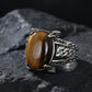 RARE PRINCE by CARAT SUTRA | Unique Designed Turkish Style Ring with Natural Tiger Eye  | 925 Sterling Silver Oxidized Ring | Men's Jewelry | With Certificate of Authenticity and 925 Hallmark