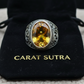 RARE PRINCE by CARAT SUTRA | Unique Designed Turkish Style Ring with Natural Yellow Citrine , 925 Sterling Silver Oxidized Ring | Men's Jewelry | With Certificate of Authenticity and 925 Hallmark
