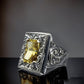 RARE PRINCE by CARAT SUTRA | Unique Hand-Engraved Turkish Style Ring with AAA+ Natural Yellow Citrine, 925 Sterling Silver Oxidized Ring | Men's Jewelry | With Certificate of Authenticity and 925 Hallmark