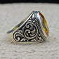 RARE PRINCE by CARAT SUTRA | Unique Designed Turkish Style Ring with Natural Yellow Citrine , 925 Sterling Silver Oxidized Ring | Men's Jewelry | With Certificate of Authenticity and 925 Hallmark