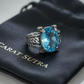 RARE PRINCE by CARAT SUTRA | Exclusively Designed Ring with Blue Topaz | 925 Sterling Silver Oxidized Ring | Men's Jewelry | With Certificate of Authenticity and 925 Hallmark