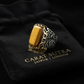RARE PRINCE by CARAT SUTRA | Unique Designed Turkish Style Ring with Natural Tiger Eye  | 925 Sterling Silver Oxidized Ring | Men's Jewelry | With Certificate of Authenticity and 925 Hallmark