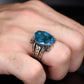 RARE PRINCE by CARAT SUTRA | Exclusively Designed Ring with Blue Topaz | 925 Sterling Silver Oxidized Ring | Men's Jewelry | With Certificate of Authenticity and 925 Hallmark
