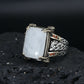 RARE PRINCE by CARAT SUTRA | Unique Designed Turkish Style Ring with Natural Moonstone | 925 Sterling Silver Oxidized Ring | Men's Jewelry | With Certificate of Authenticity and 925 Hallmark