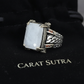 RARE PRINCE by CARAT SUTRA | Unique Designed Turkish Style Ring with Natural Moonstone | 925 Sterling Silver Oxidized Ring | Men's Jewelry | With Certificate of Authenticity and 925 Hallmark