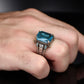 RARE PRINCE by CARAT SUTRA | Exclusively Designed Ring with Blue Topaz | 925 Sterling Silver Oxidized Ring | Men's Jewelry | With Certificate of Authenticity and 925 Hallmark