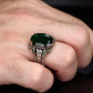 RARE PRINCE by CARAT SUTRA | Unique Designed Turkish Style Ring with Natural Emerald | 925 Sterling Silver Oxidized Ring | Men's Jewelry | With Certificate of Authenticity and 925 Hallmark