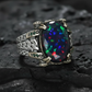 Unique Designed Turkish Style Ring with 12ct Natural Fire Black Opal | 925 Sterling Silver Oxidized Ring | With Certificate of Authenticity and 925 Hallmark