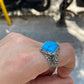RARE PRINCE by CARAT SUTRA | Unique Designed Turkish Style Ring with Natural Irani Turquoise (Firoza) | 925 Sterling Silver Oxidized Ring | Men's Jewelry | With Certificate of Authenticity and 925 Hallmark
