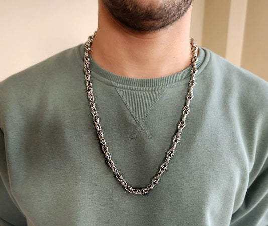 RARE PRINCE by CARAT SUTRA | Unique Vintage Artistry Ancient Oxidized Chain | 925 Sterling Silver Chain | Men's Jewelry | With Certificate of Authenticity and 925 Hallmark