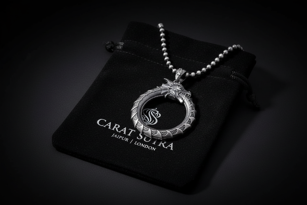 RARE PRINCE by CARAT SUTRA | Unique Dragon Pendant for Men | 925 Sterling Silver Pendant| Men's Jewelry | With Certificate of Authenticity and 925 Hallmark - caratsutra